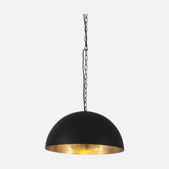 Black and gold pendant light, Ø 50 cm dome with adjustable chain, dining room | Solae