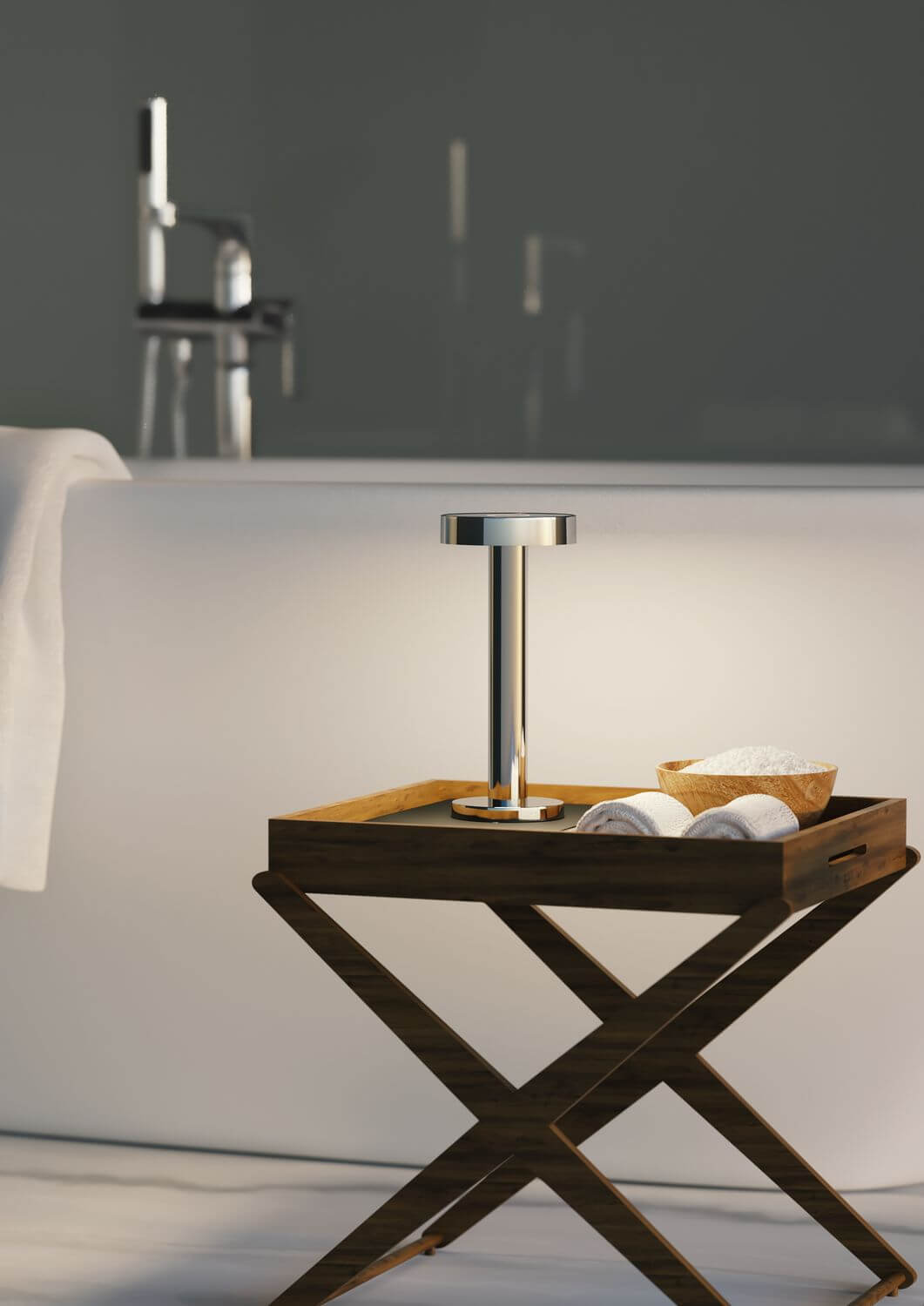 Lampe à poser sans fil Boro chromée