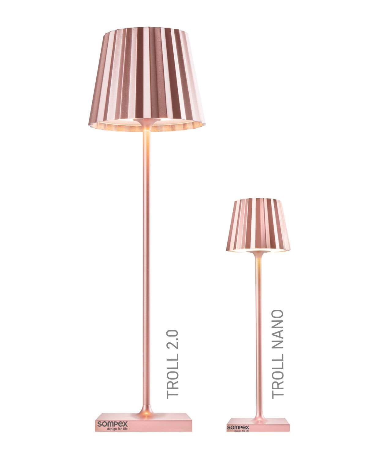 Lampe à poser sans fil Troll Nano or rose