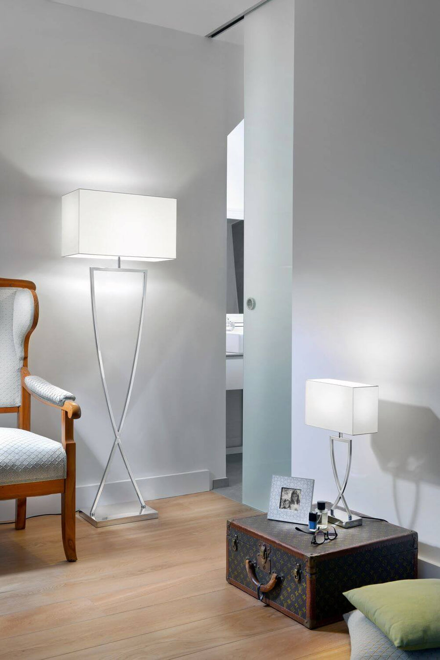 Lampe à poser Toulouse chromée, H 52 cm
