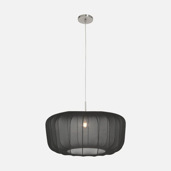 Black voile fabric pendant lamp shade, Ø 60 cm | Nébra