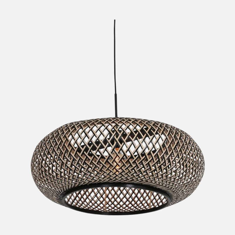 Bamboo & black wood pendant light Ø 60 cm, dining room | Maze