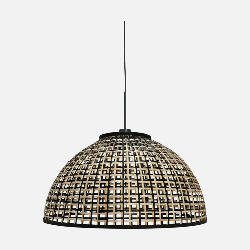 black woven bamboo dome pendant light Ø60, dining room | Sempa