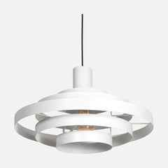 White designer pendant light with 5 metal rings, gold interior Ø 50 cm | Halo Cirque