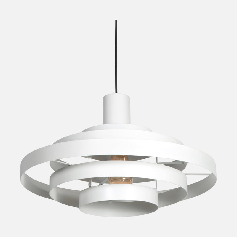 White designer pendant light with 5 metal rings, gold interior Ø 50 cm | Halo Cirque