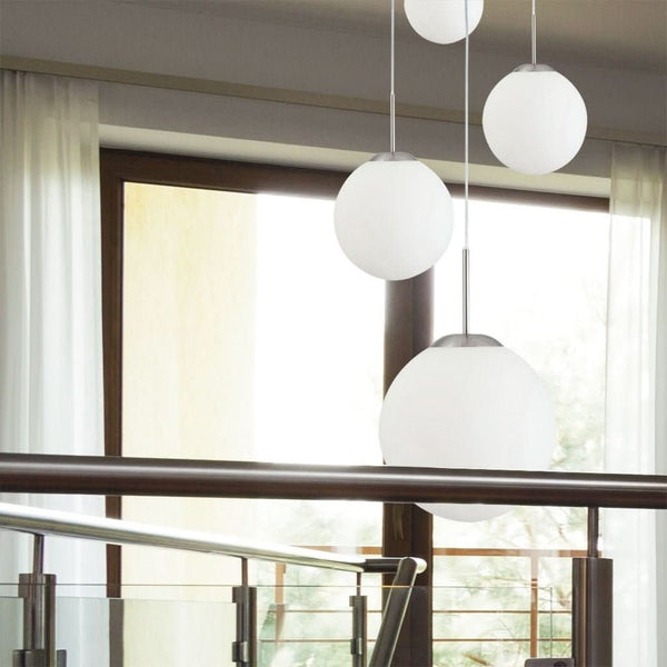 Steel Pendant Light White Globes | Hory