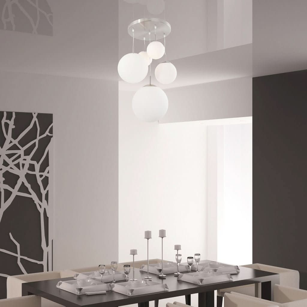 Steel Pendant Light White Globes | Hory