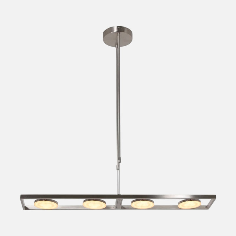 Brushed steel kitchen island pendant light, 4 dimmable LED discs 90 cm | Soleil