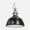 Industrial black metal pendant light, Ø 42 cm glass dome, kitchen | Bikkel