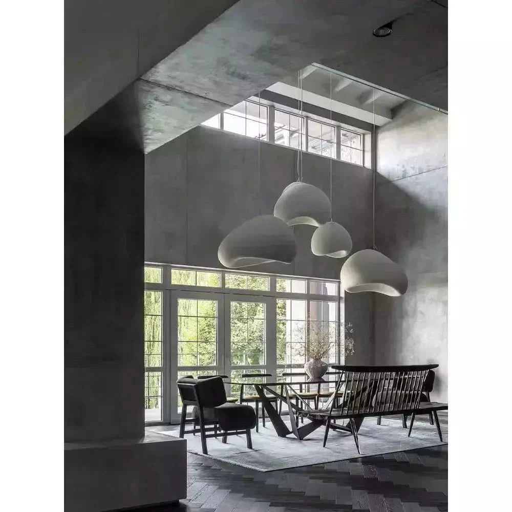 Suspension Nordique Design | Éclipse Radieuse - Designix Suspension luminaire Blanc | Ovale 30cm