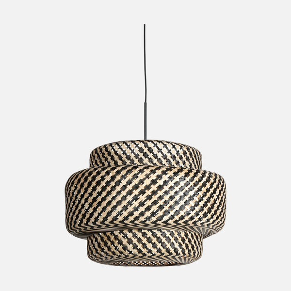 Two-tier woven wicker pendant light, lampshade Ø 53 cm | Maleo