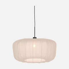 pleated white fabric pendant light, oval lampshade Ø 60 cm | Velina