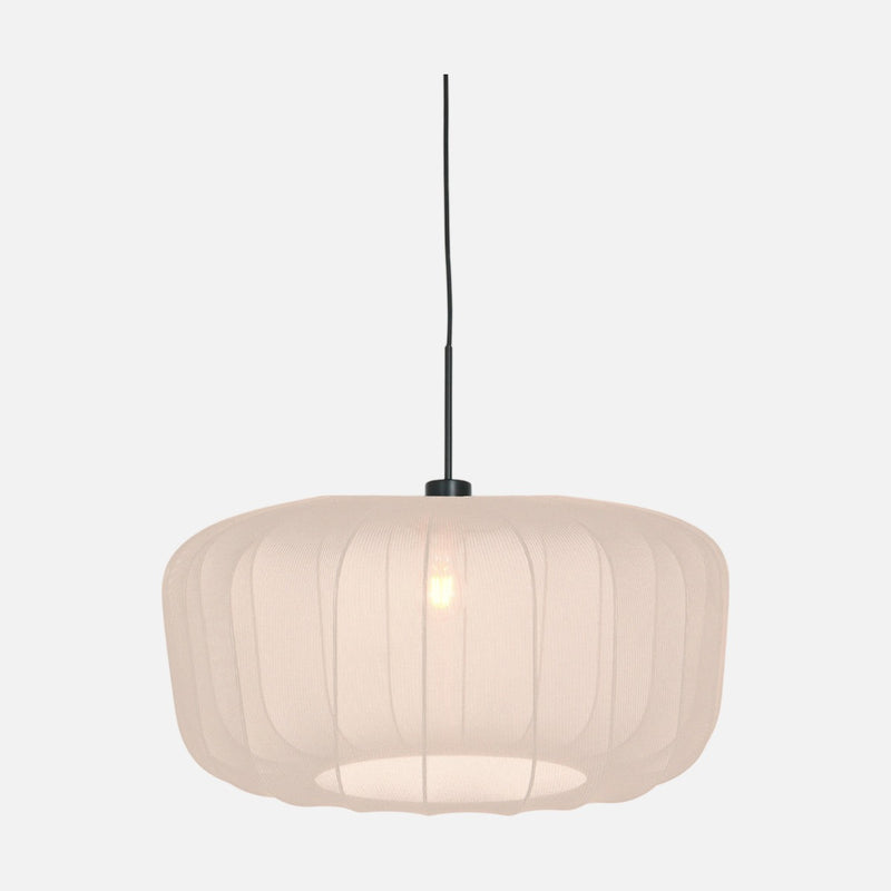 pleated white fabric pendant light, oval lampshade Ø 60 cm | Velina