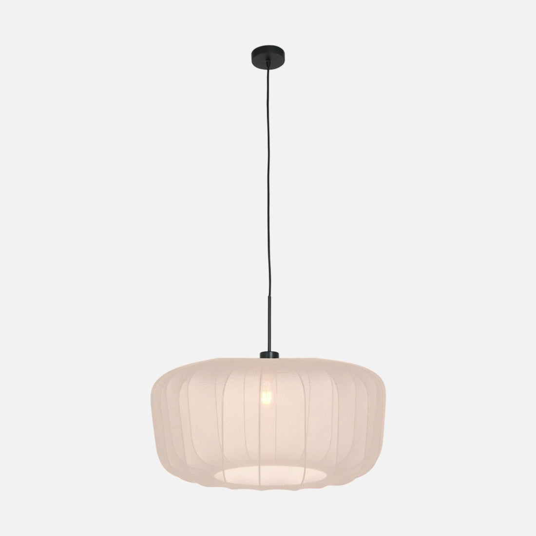pleated white fabric pendant light, oval lampshade Ø 60 cm | Velina