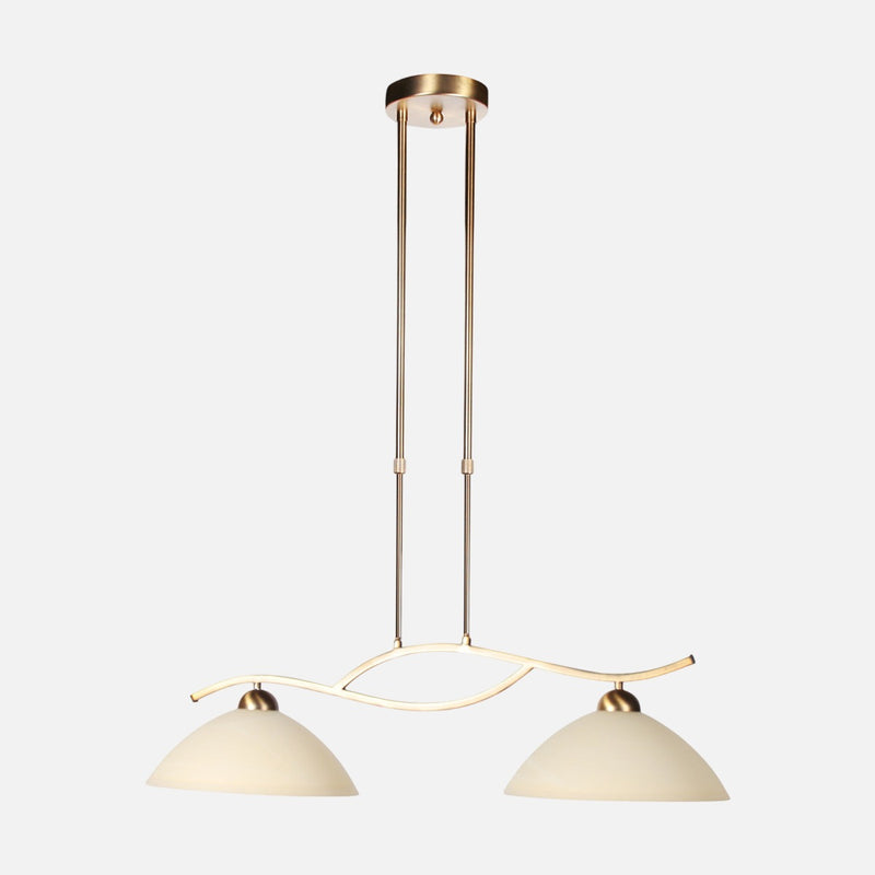 Classic amber glass pendant light, 2-light for dining room | Anthea