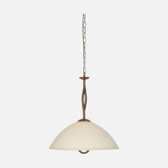 Cream marbled glass pendant light, Ø45 bronze dome lampshade, dining room | Anthéa
