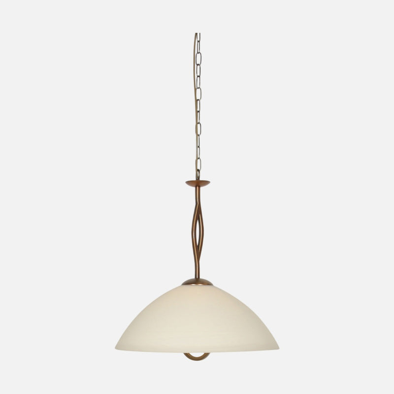 Cream marbled glass pendant light, Ø45 bronze dome lampshade, dining room | Anthéa