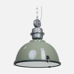 Green pendant light, industrial lampshade Ø 42 cm with adjustable height, living room | Bikkel