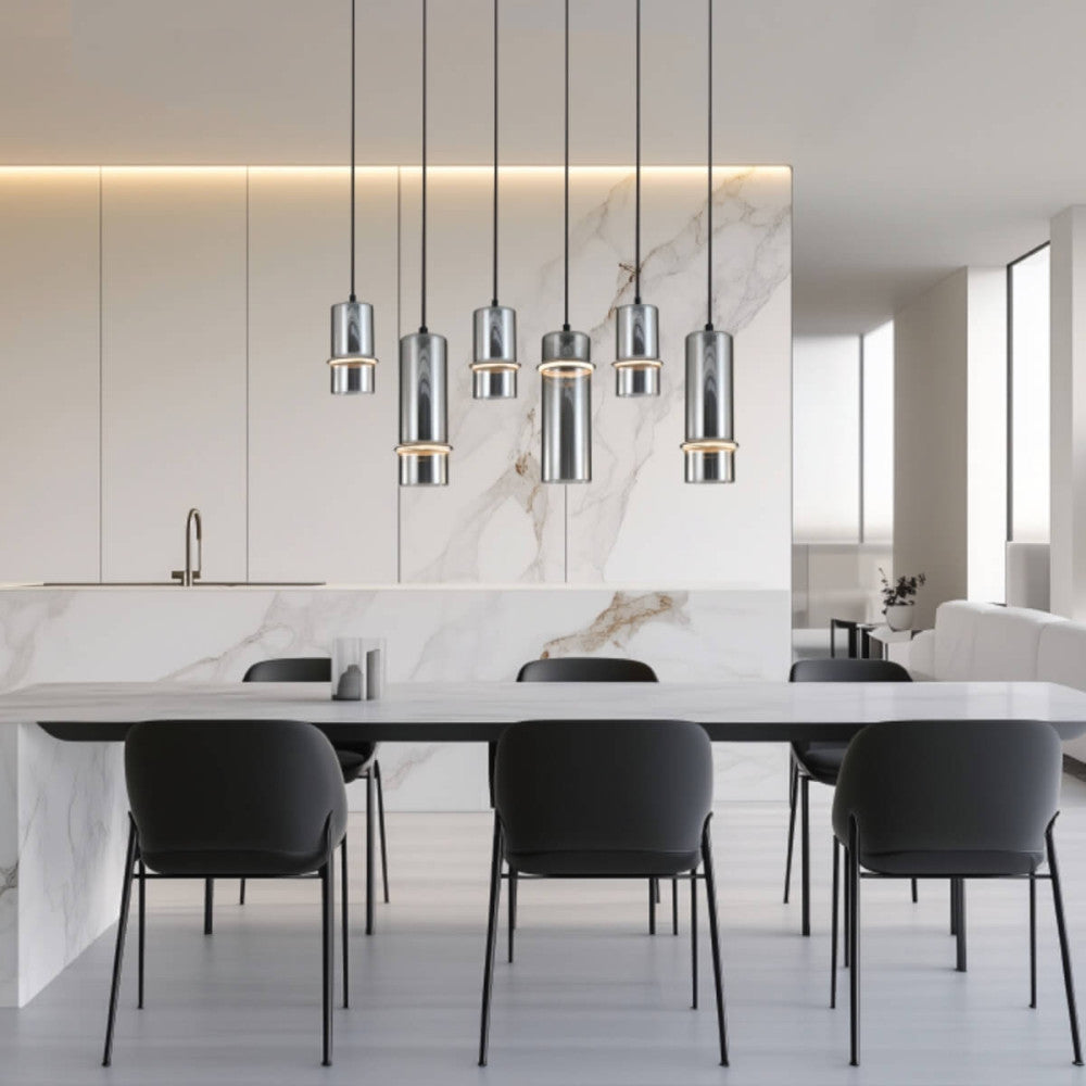 Suspension ZAMBELIS 26W Dimmable DESIGN Verre Fume et Noir Mat 2537