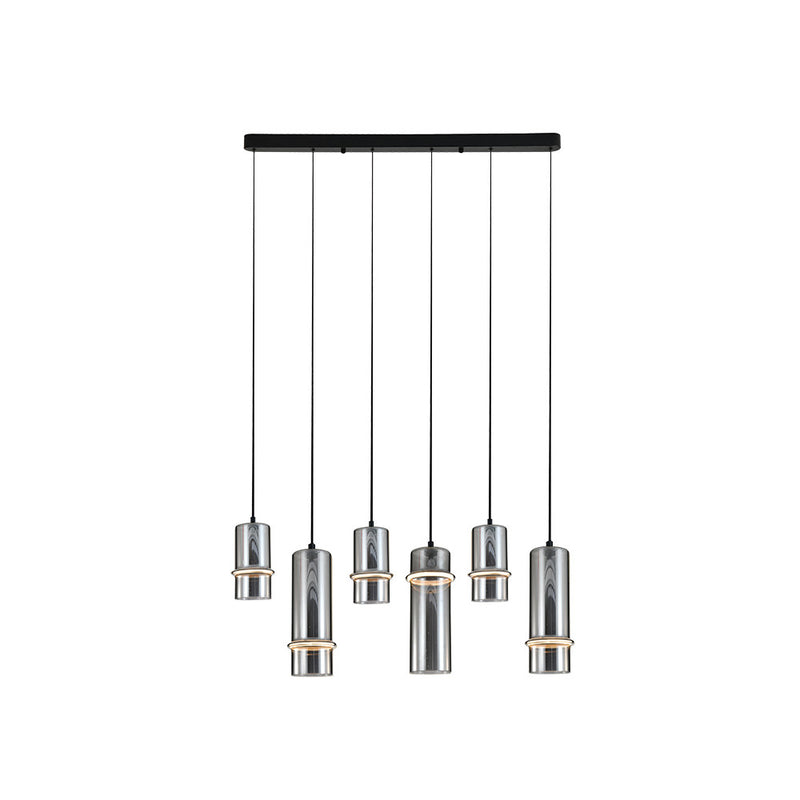 Suspension ZAMBELIS 26W Dimmable DESIGN Verre Fume et Noir Mat 2537