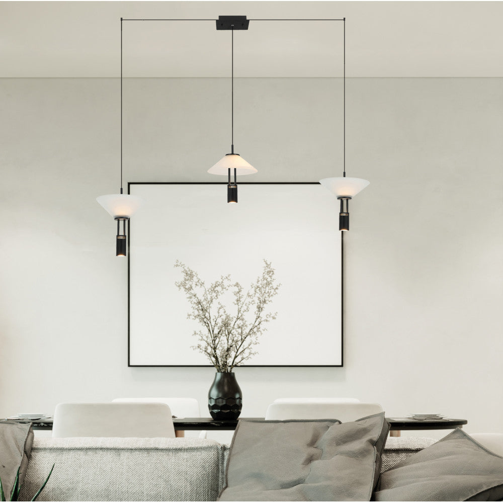 Suspension ZAMBELIS 28W Dimmable Direct/Indirect DESIGN Noir Mat