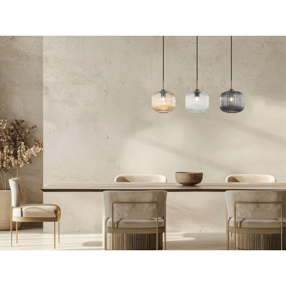Suspension ZAMBELIS 3xE27 DESIGN Champagne et Laiton Sans Source 22074