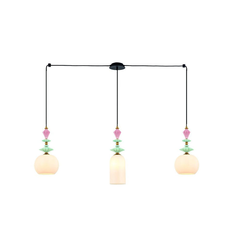 Suspension ZAMBELIS 3xE27 DESIGN Noir Sable et Laiton Sans Source 22153