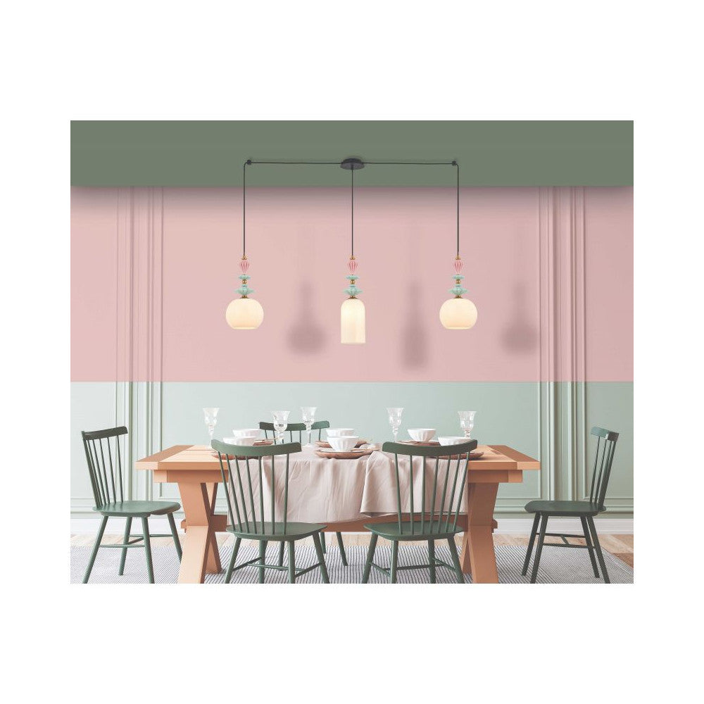 Suspension ZAMBELIS 3xE27 DESIGN Noir Sable et Laiton Sans Source 22153