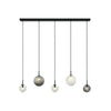 Suspension ZAMBELIS 5xG9 DESIGN Noir Mat Verre Fume et Verre Glace Sans source 23056