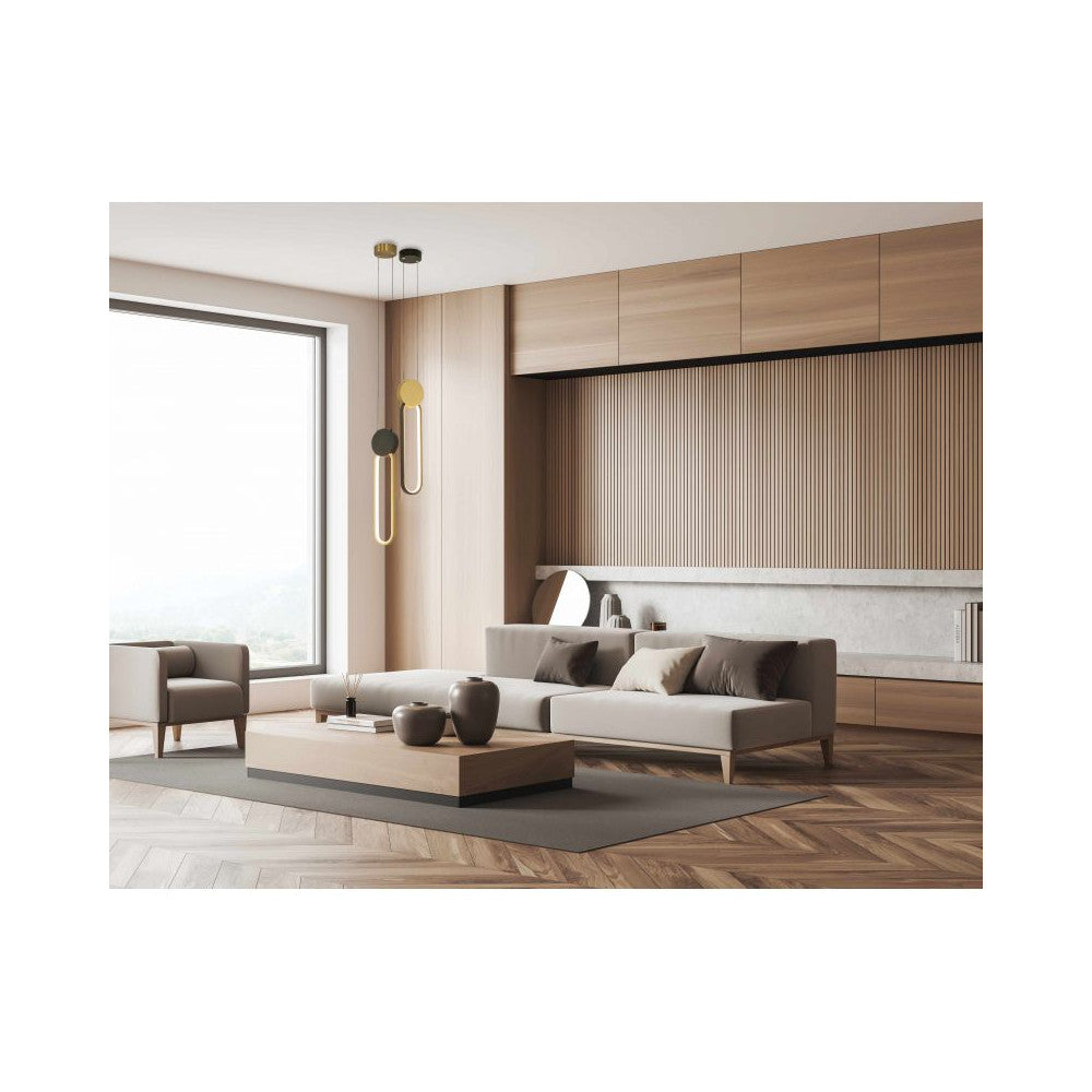 Suspension ZAMBELIS D100 13W Dimmable DESIGN Noir Mat et Dore 23101