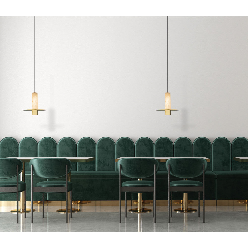 Suspension ZAMBELIS D200 7W Dimmable DESIGN Albatre Blanc et Laiton 2549