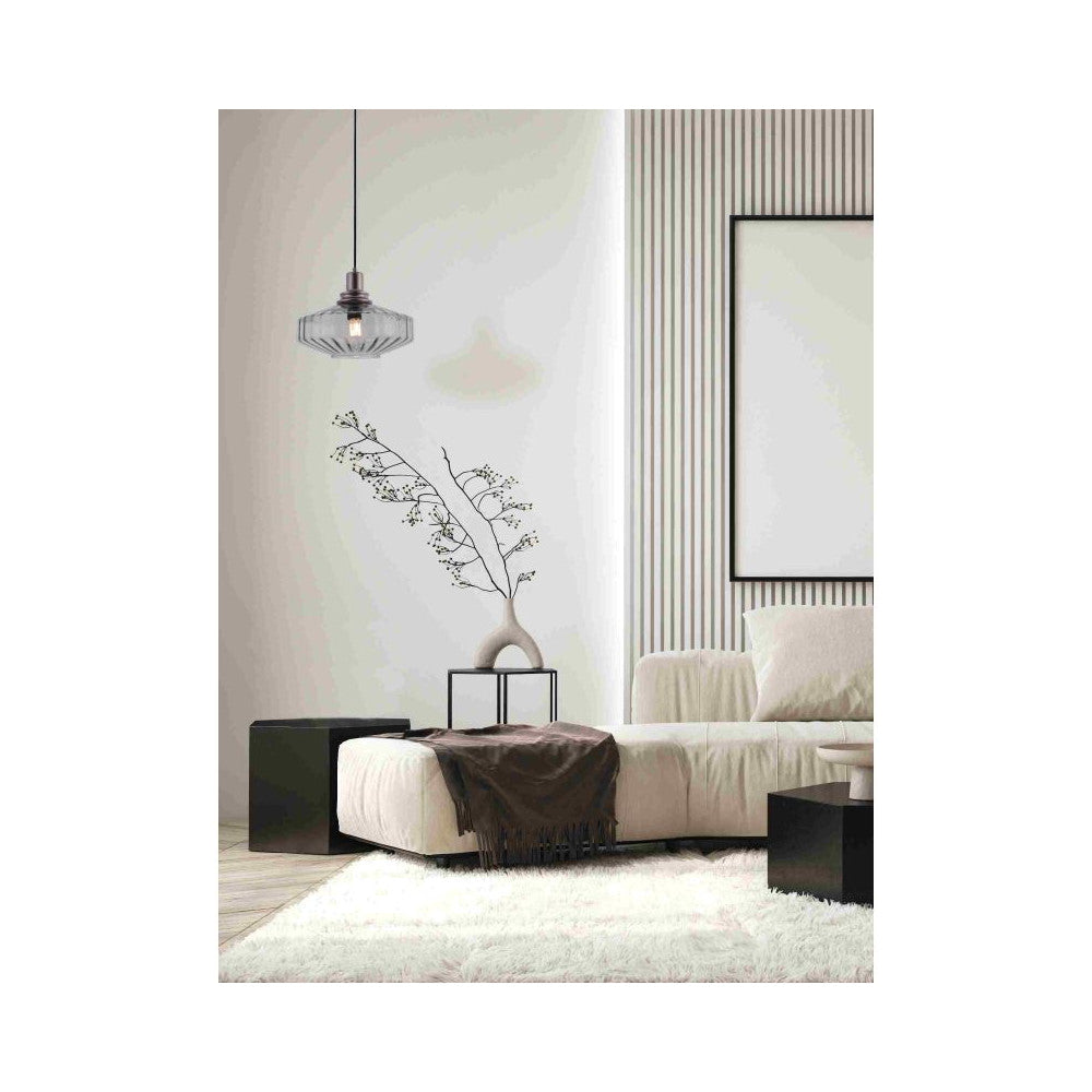 Suspension ZAMBELIS D280 E27 DESIGN Gris fonce Sans Source 23012