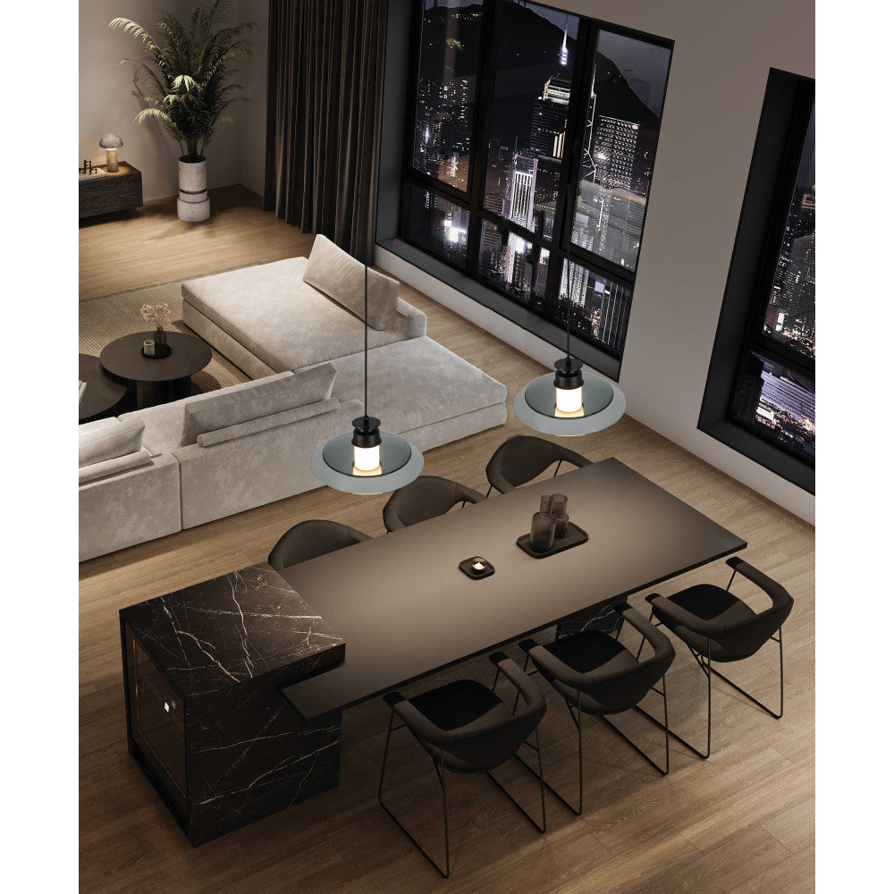 Suspension ZAMBELIS D300 10W Dimmable DESIGN Noir Sable et Verre Fume 25142