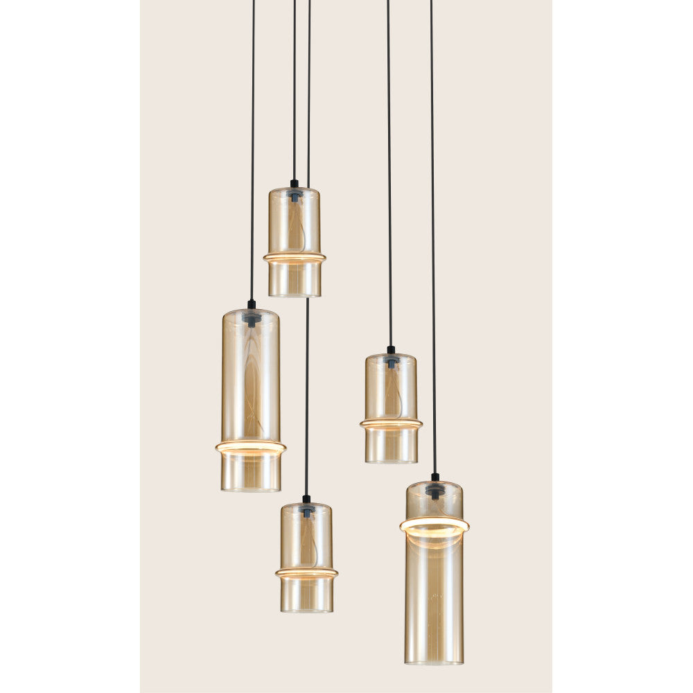 Suspension ZAMBELIS D300 20W Dimmable DESIGN Champagne et Noir Sable 2534