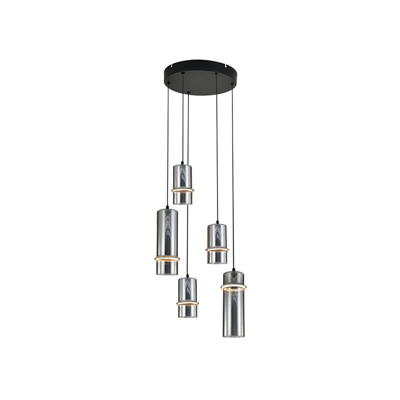 Suspension ZAMBELIS D300 20W Dimmable DESIGN Verre Fume et Noir Sable 2535
