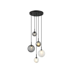 Suspension ZAMBELIS D450 5xG9 DESIGN Blanc Fume et Verre Glace Sans source 23057