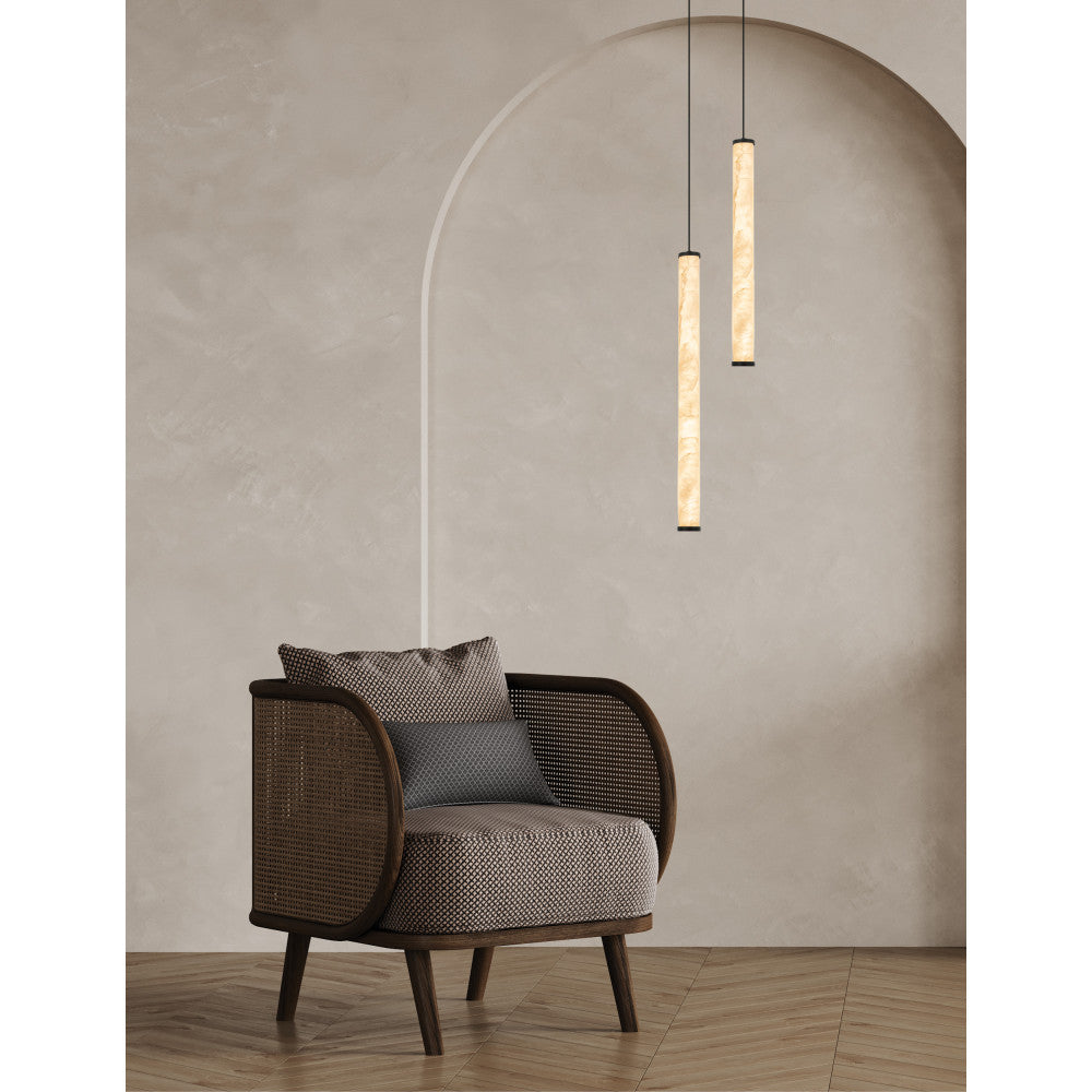 Suspension ZAMBELIS D45 15W Dimmable DESIGN Albatre Blanc et Noir Sable 2540