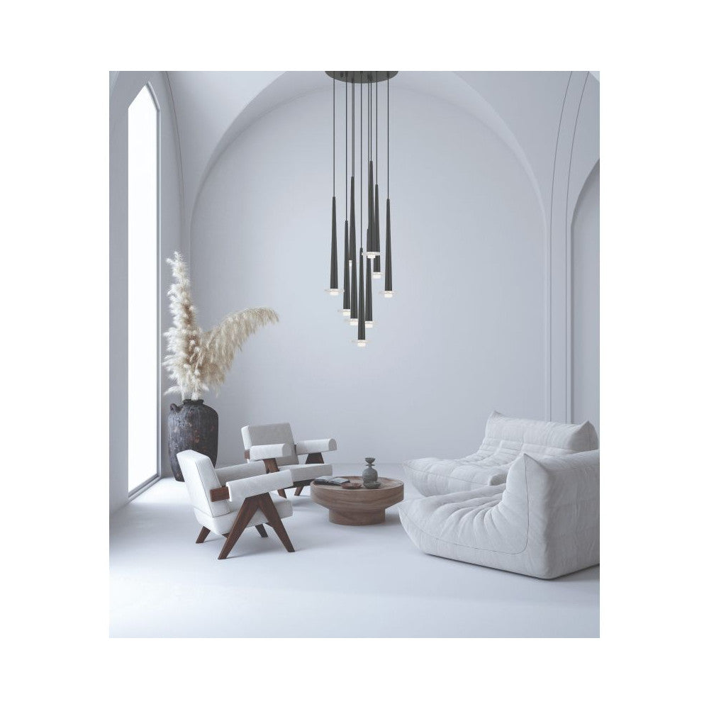 Suspension ZAMBELIS D70 25W DESIGN Noir Sable et Marbre Blanc 22113