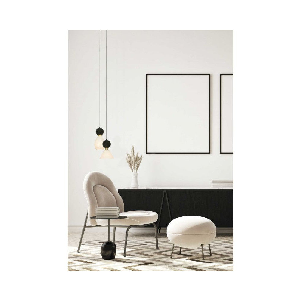Suspension ZAMBELIS D80 E14 DESIGN Noir Mat et Noir Marbre Sans Source