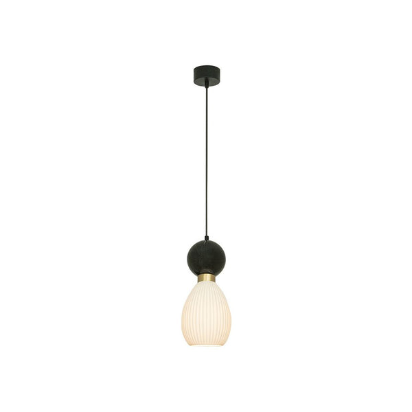 Suspension ZAMBELIS D80 E14 DESIGN Noir Mat et Noir Marbre Sans Source