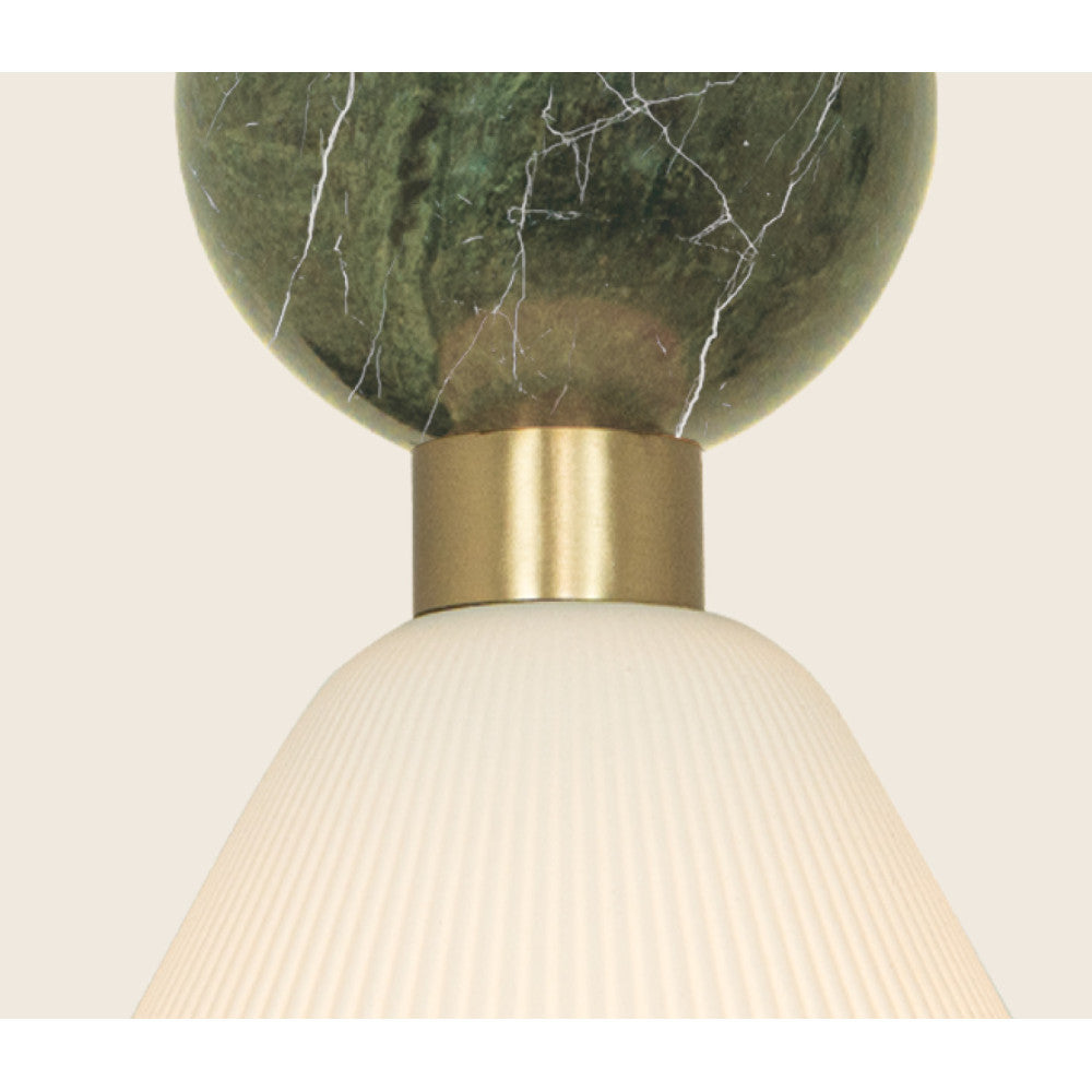 Suspension ZAMBELIS D80 E14 DESIGN Noir Sable et Vert Marbre Sans Source