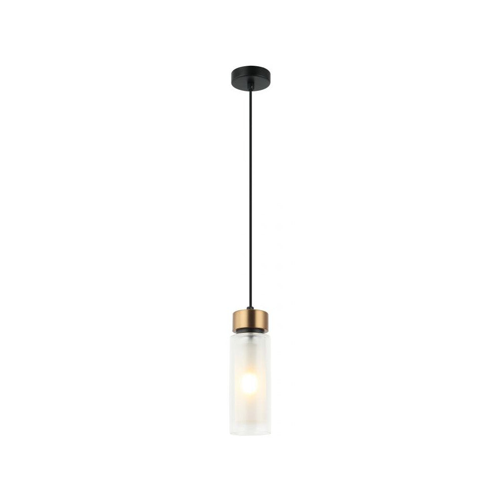 Suspension ZAMBELIS D80 E14 DESIGN Noir Sable et Laiton Sans Source 22137
