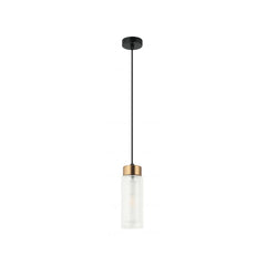 Suspension ZAMBELIS D80 E14 DESIGN Noir Sable et Laiton Sans Source 22137