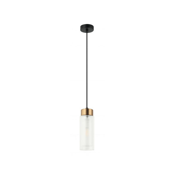 Suspension ZAMBELIS D80 E14 DESIGN Noir Sable et Laiton Sans Source 22137