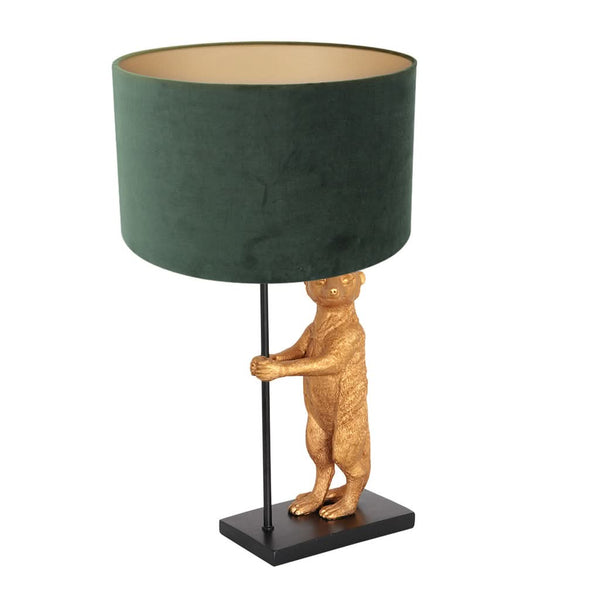Green and Black Velvet Animal Table Lamp