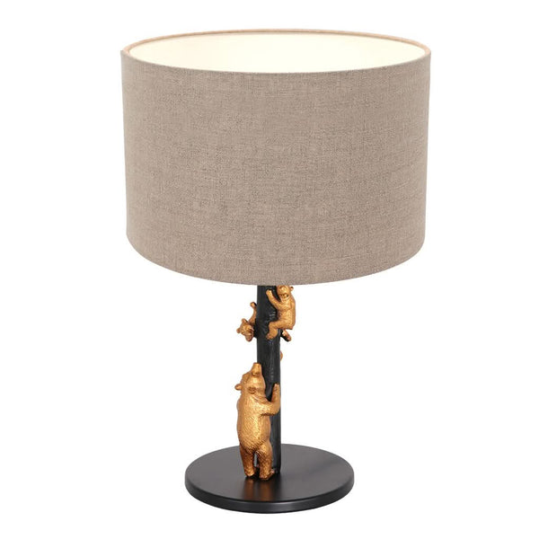 Animals Table Lamp in Black-Grey Linen