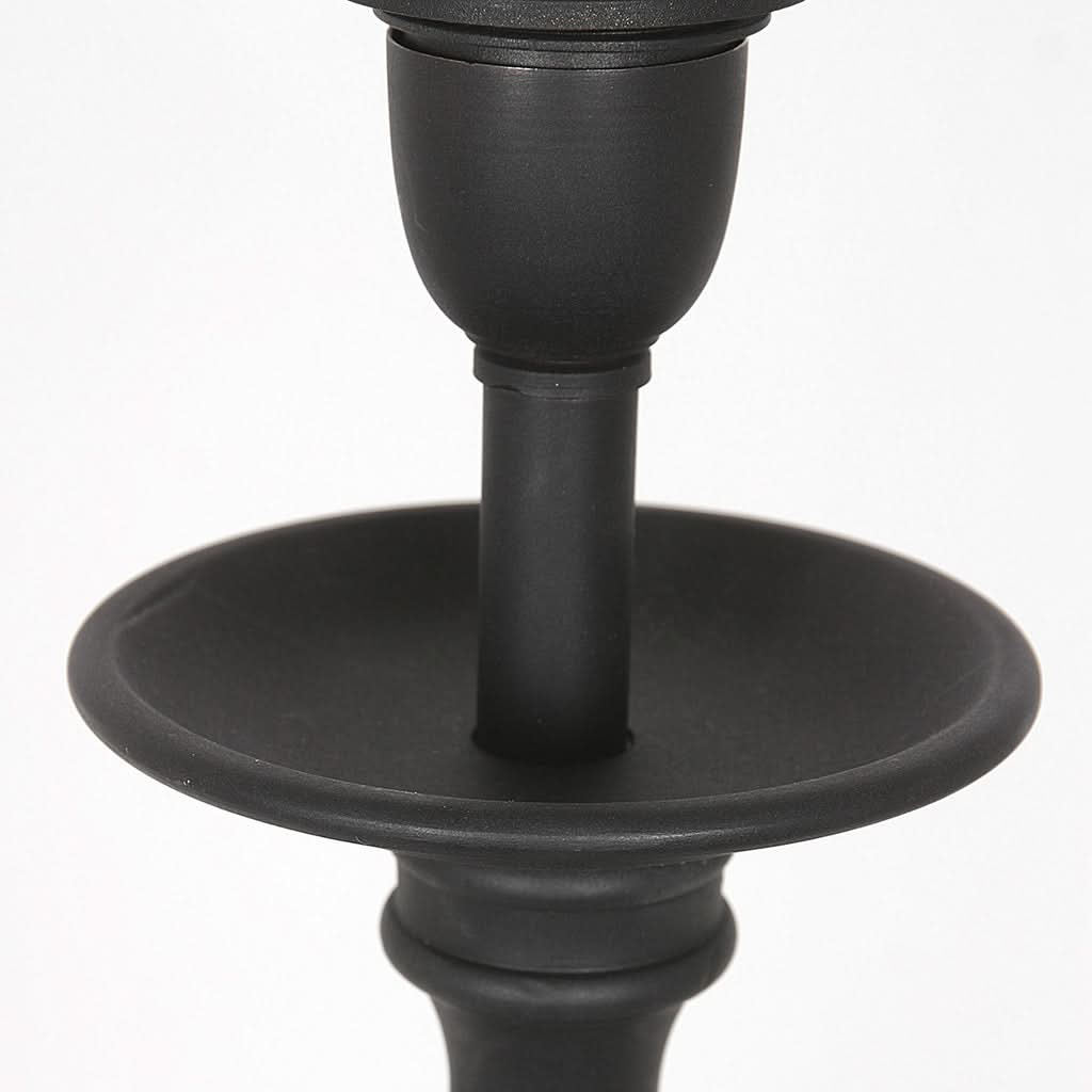 Détail du col noir reliant le pied à la douille, collerette arrondie