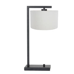 Black Table Lamp with Linen Shade