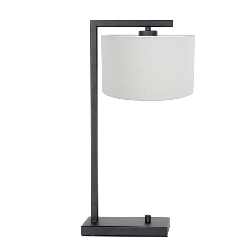 Black Table Lamp with Linen Shade