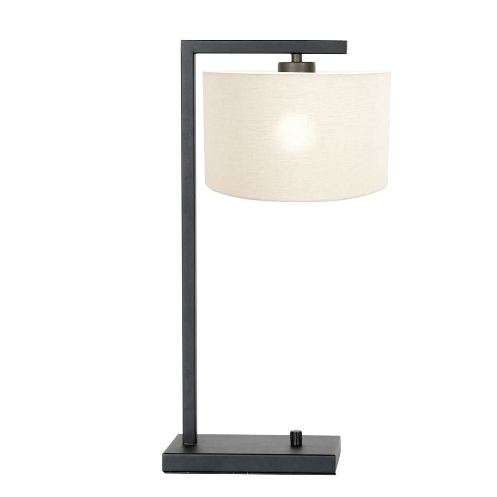 Black Table Lamp with Linen Shade